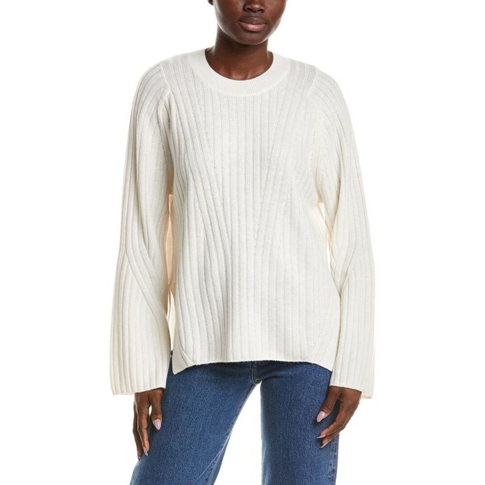Naadam Womens  Premium Wool & Cashmere-Blend Crewneck Sweater, White